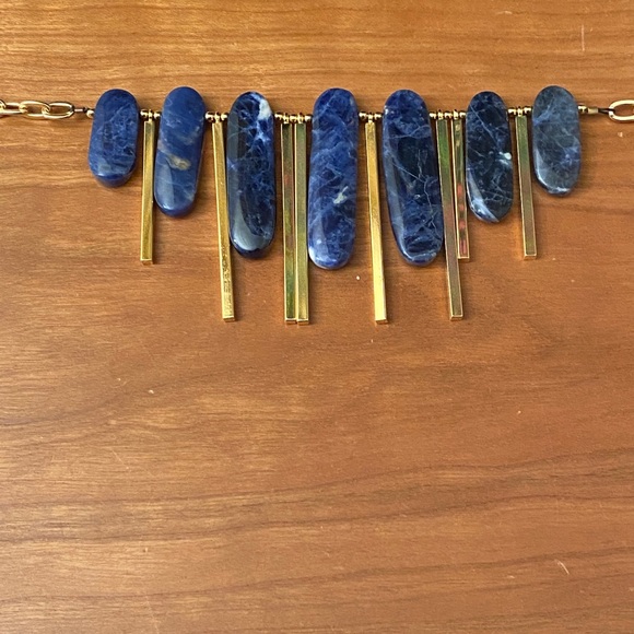 Gemma Redux gold tone necklace with blue “stones” - Picture 9 of 10